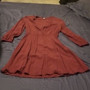 Old Navy burgundy wrap style dress, size small
